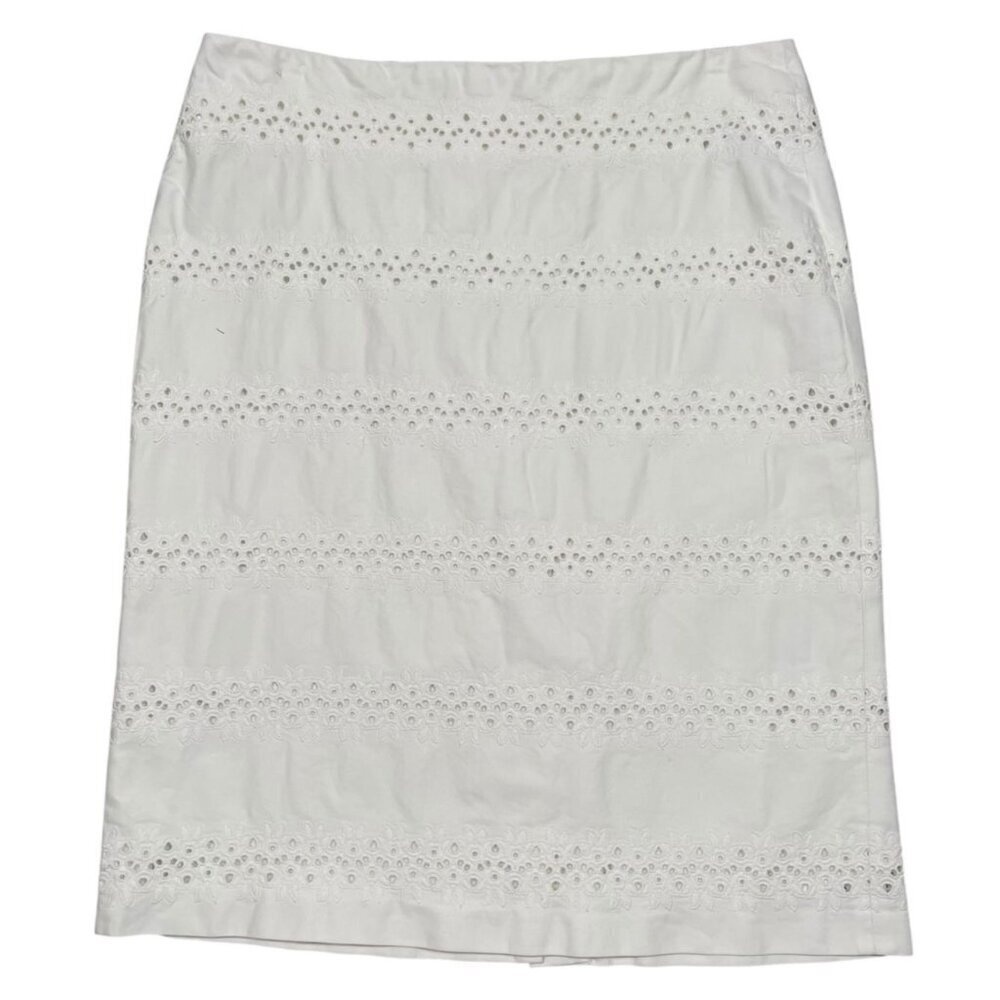 Talbots Women’s Eyelet Lined Pencil Skirt White Size 8